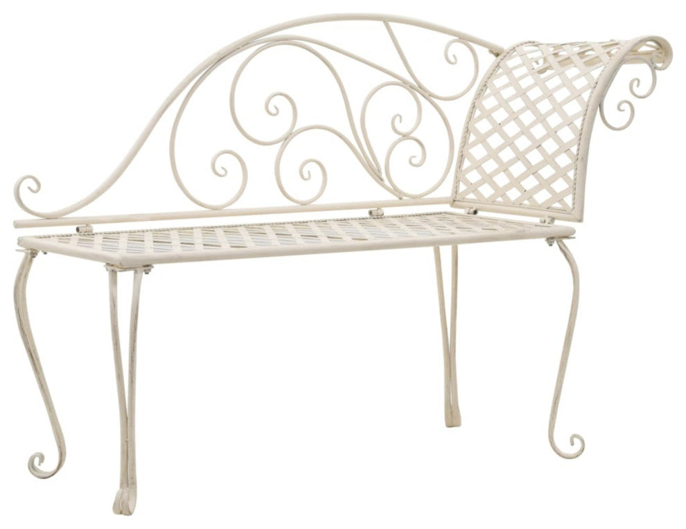 vidaXL Garden Chaise Lounge 50.4" Metal Antique White