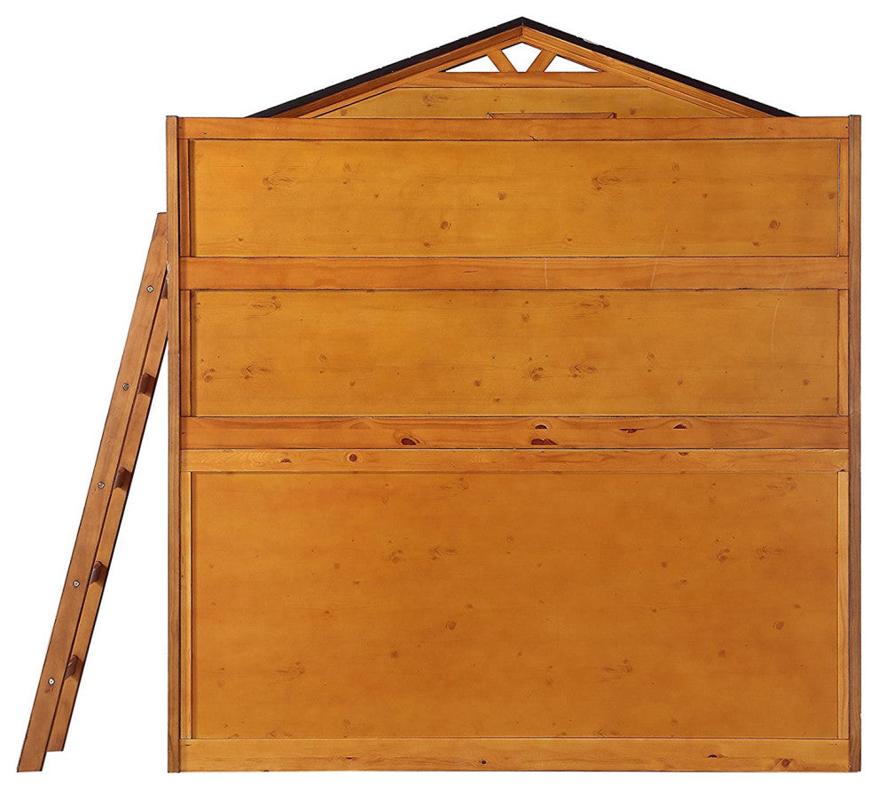 80"x43"x88" Twin Rustic Oak Pine Wood Loft Bed