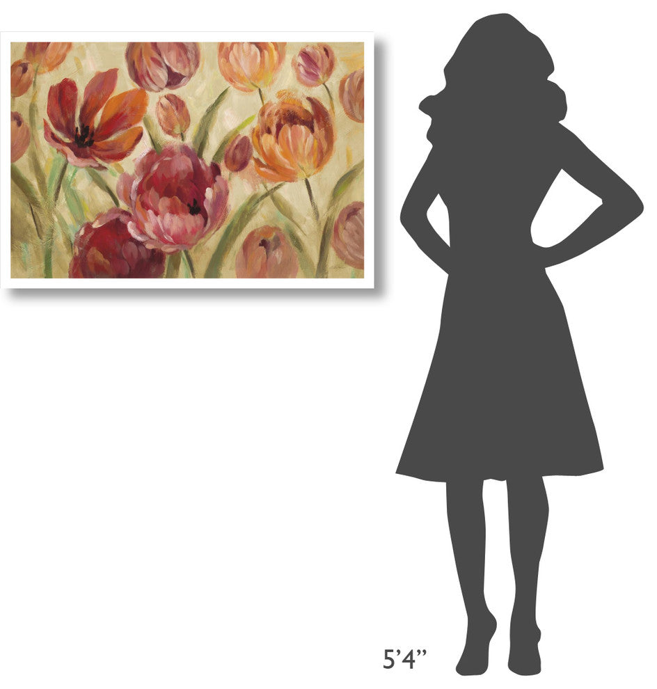 "Expressive Tulips Neutral" Digital Paper Print by Silvia Vassileva, 38"x26"