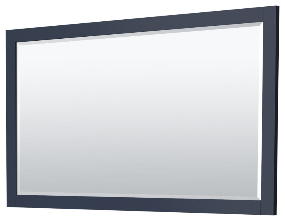 60"SGL Vanity Dark Blue, LV Carrara Cult. Top, Sink, Gold Trim, 58"Mirror