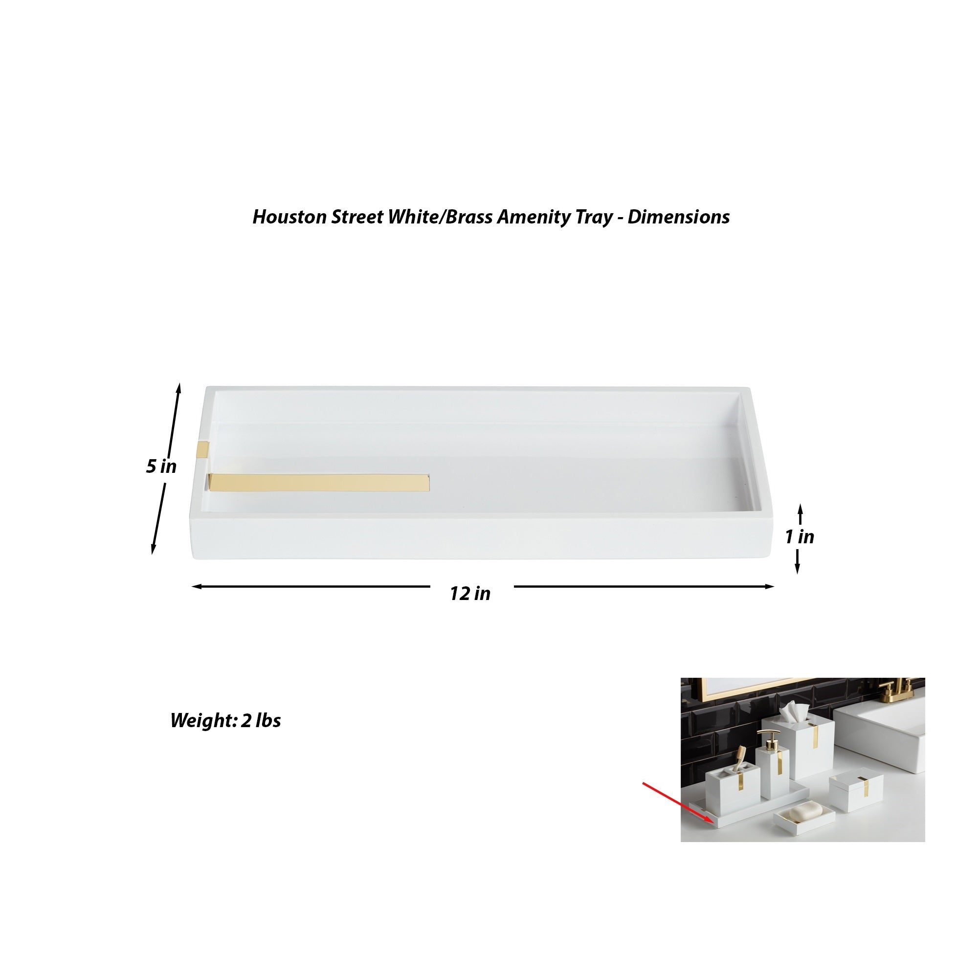 Houston Street White/Brass 3 Piece Bathroom Accessory Set