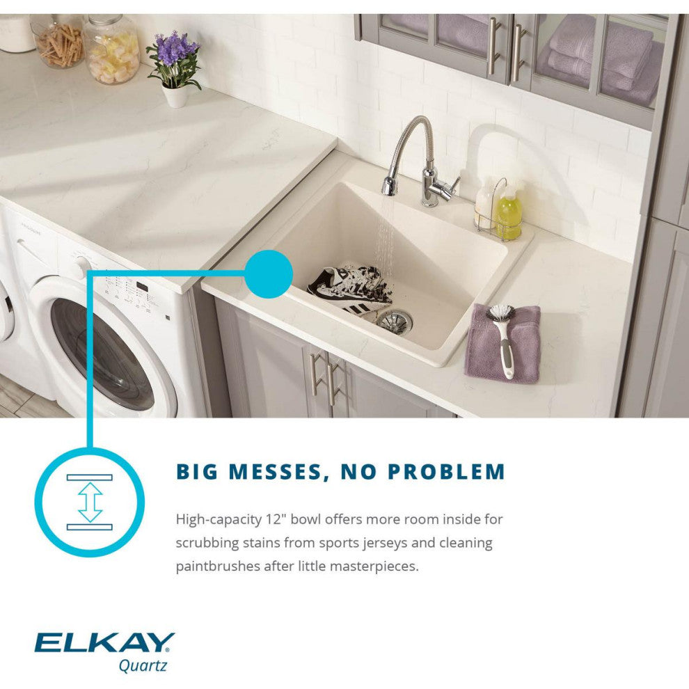 ELGU251912PDWH0 Quartz Classic 25" Laundry Sink with Perfect Drain, White