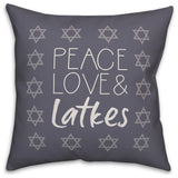 Peace Love Latkes 20"x20" Throw Pillow
