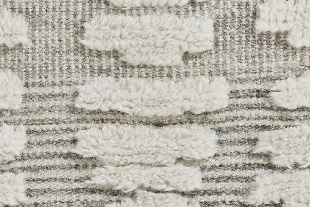 Ivory Contemporary Geometric Transitional High-Low Area Rug