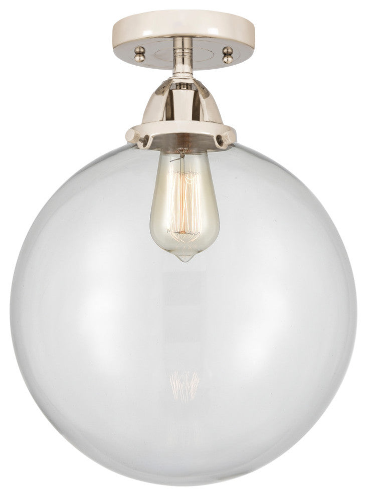 Beacon Semi-Flush Mount, Polished Nickel, Clear, Clear