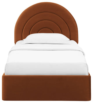 Solana Arched Performance Velvet Twin Platform Bed, Rust
