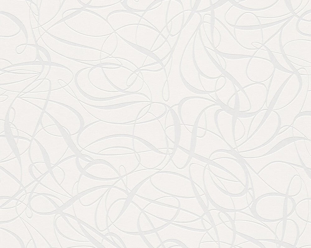 B&W 3, Black and White Look Metallic, White Wallpaper Roll, Modern Wall Decor
