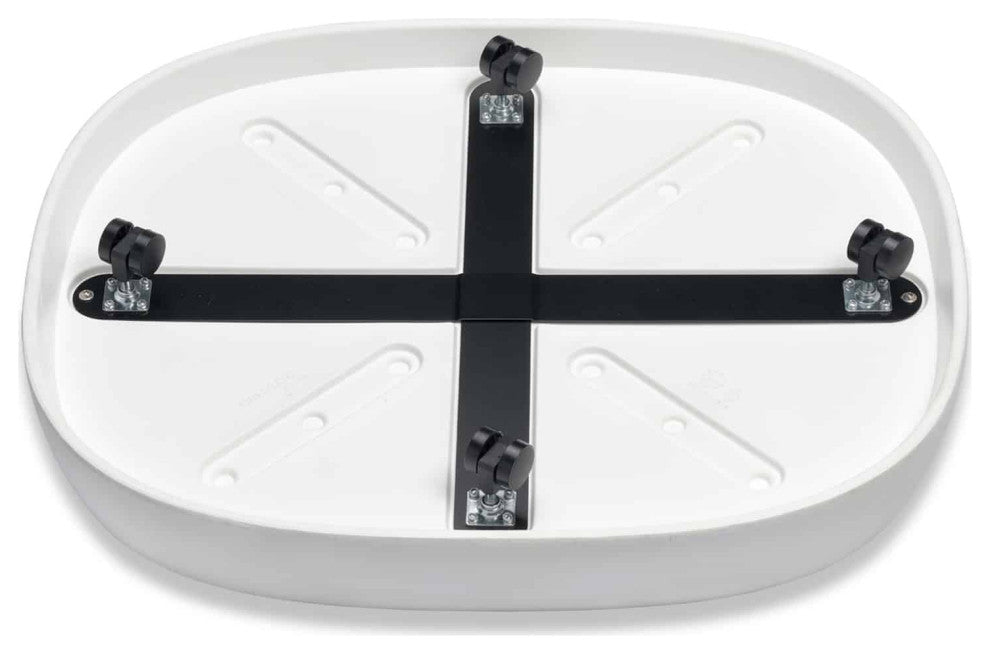 Pebble  Modern Plant Caddy with Hidden Wheels, Alpine White, Large