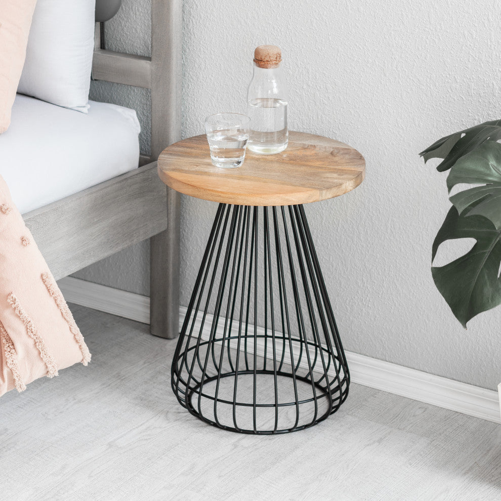Melody Designer Cage Table, Natural/Black