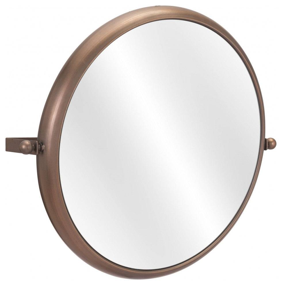 Industrial Gold Round Mirror