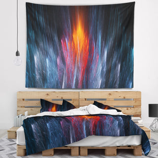 Fractal Fire in Light Blue Contemporary Wall Tapestry, 60"x50"