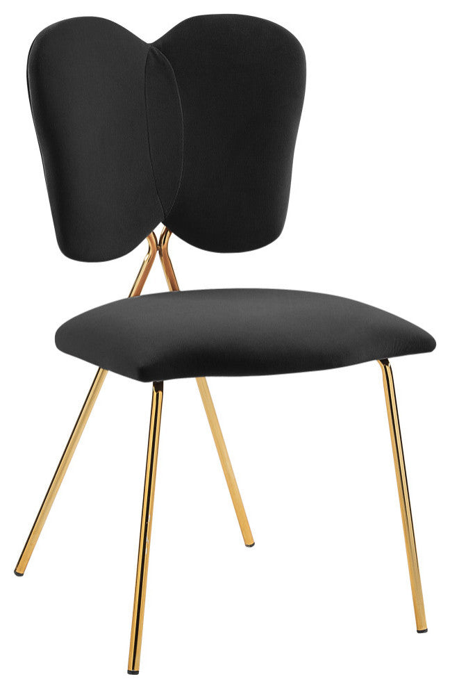 Angel Velvet Dining Chair (Set of 2), Black