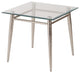 Brooklyn Clear Tempered Glass Square Top End Table With Nickel Brushed Legs