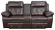 2-Seat Reclining Brown Leather Theater Seating With Straight Cup Holders