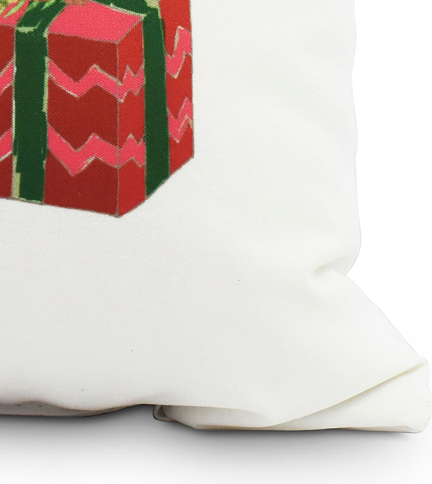 Nature's Gift 18" Red Holiday Print Decorative Throw Pillow