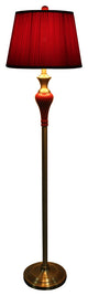 Lincolnshire Floor Lamp in Ruby Red With Burgundy Pleated Shades