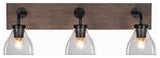 Oxbridge, Bath Bar, Matte Black & Painted Distressed Metal, 6.25" Clear Bubble