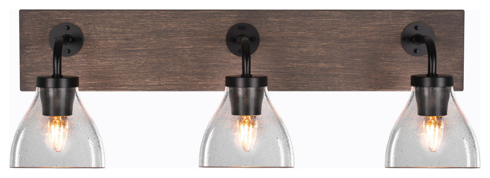 Oxbridge, Bath Bar, Matte Black & Painted Distressed Metal, 6.25" Clear Bubble
