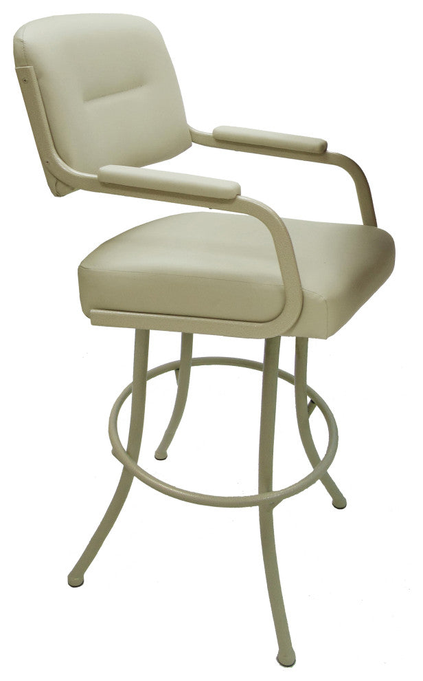 Swivel Counter Metal Bar Stool, Ocean Beige Vinyl - Beige, 30"