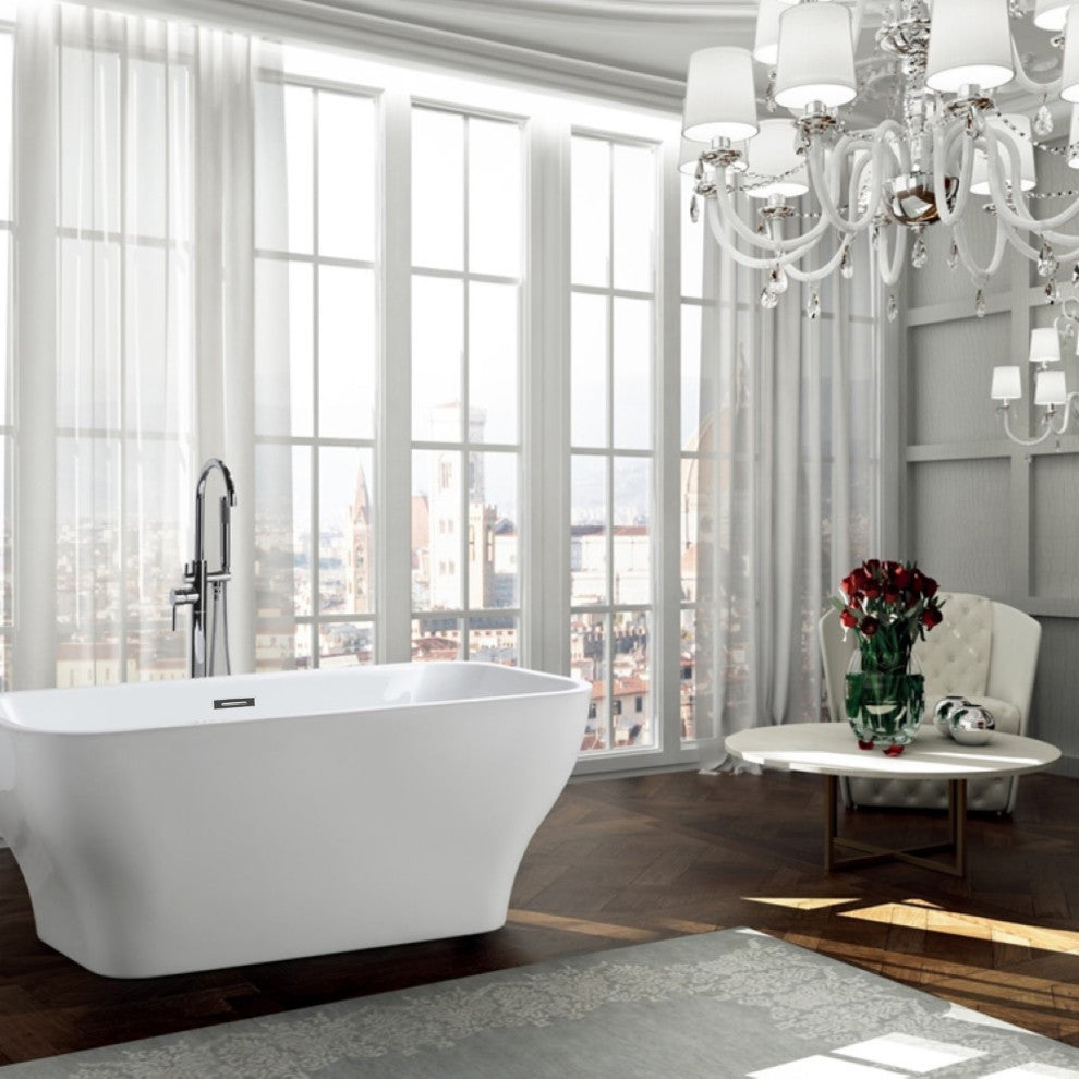 Novara 59" Freestanding Bathtub, Glossy White
