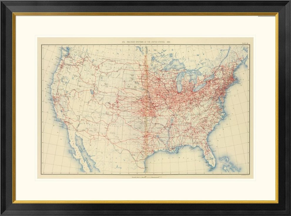 "60 Railroad systems 1890" Framed Digital Print by Henry Gannett, 40x30"