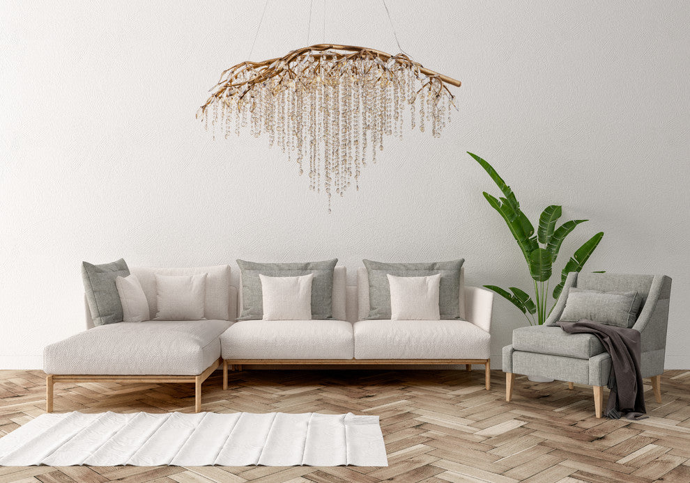 Gold Crystal Branch Chandelier, Gold