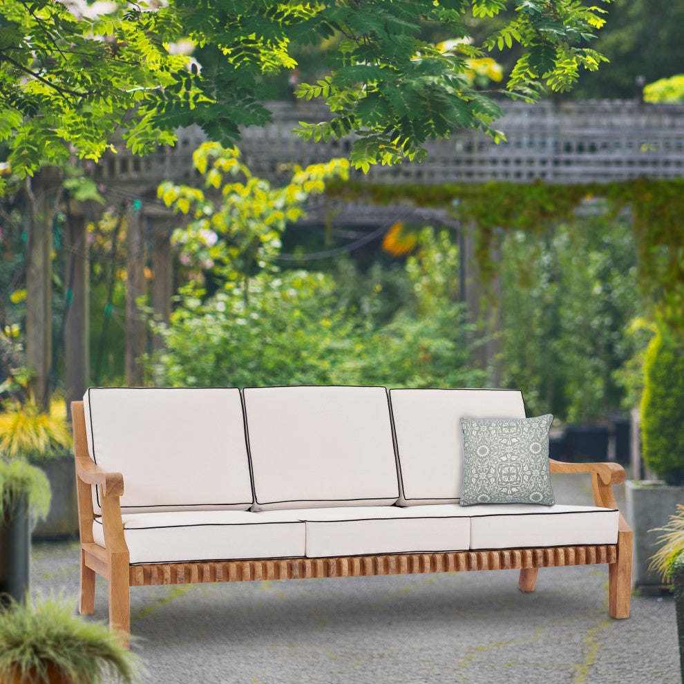 Teak Wood Deep Seating Patio Sofa with Cushions
