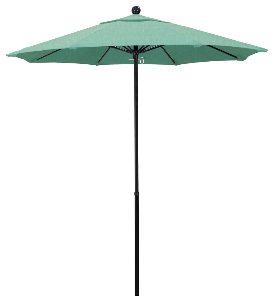 7.5'  Black Push Lift Fiberglass Umbrella, Sunbrella, Spectrum Mist