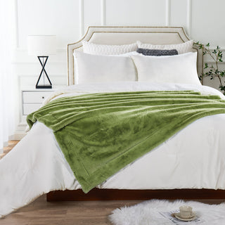 Fox Faux Fur Throw Blanket, Green Moss, 50''x60''