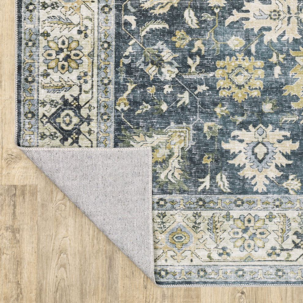 Celestia Machine Washable Vintage Indoor Area Rug, Blue, 7'6"x10'