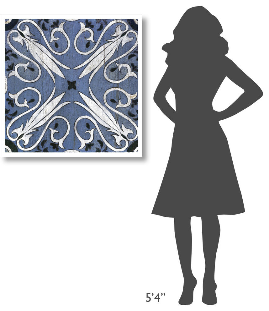 "Oxford II Indigo and Cream" Digital Paper Print by Silvia Vassileva, 32"x32"