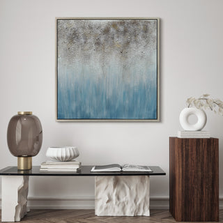 Blue Shadow Abstract Textured Metallic Hand Painted Wall Art by Martin Edwards