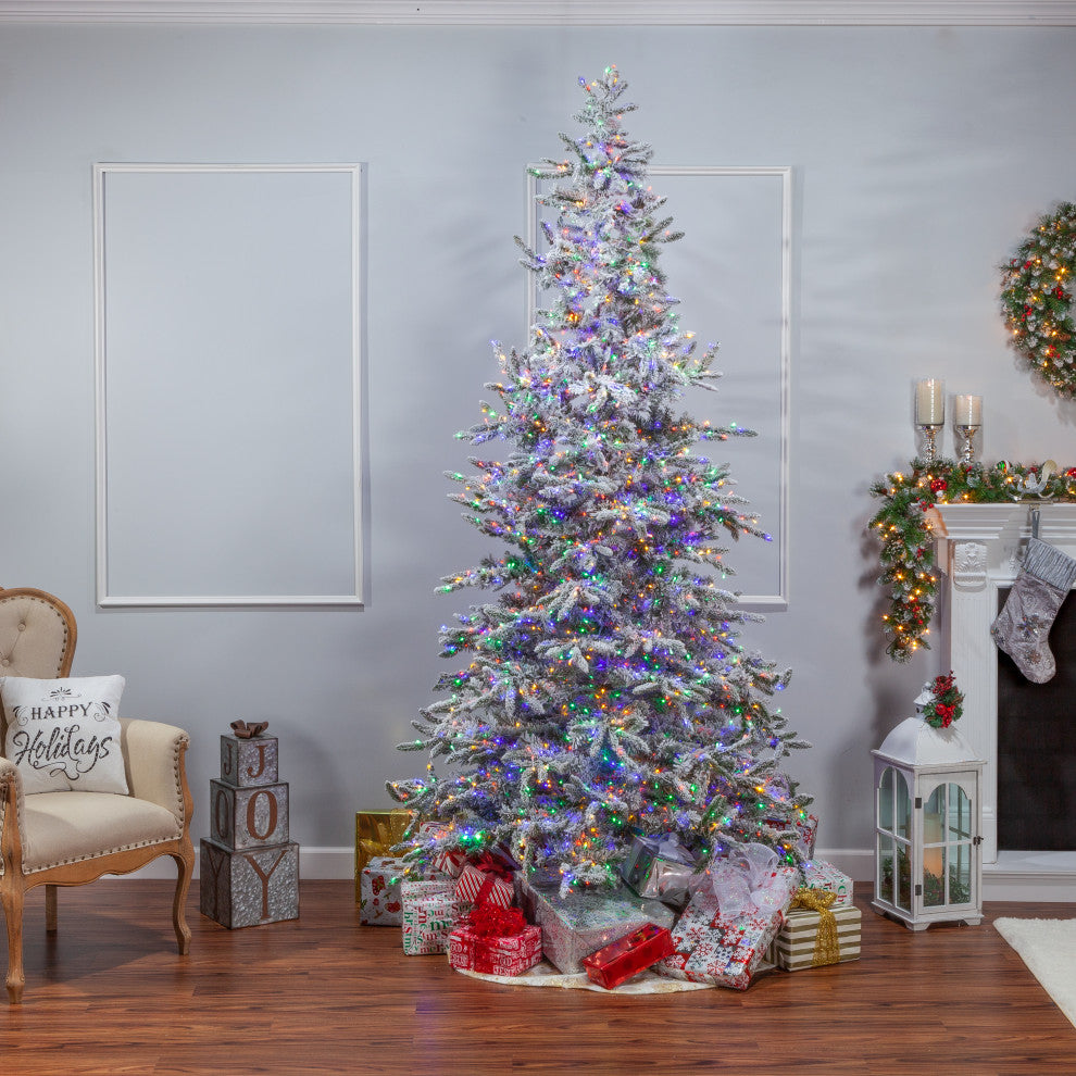 9' Flocked Pre-Lit Mounta" Pine