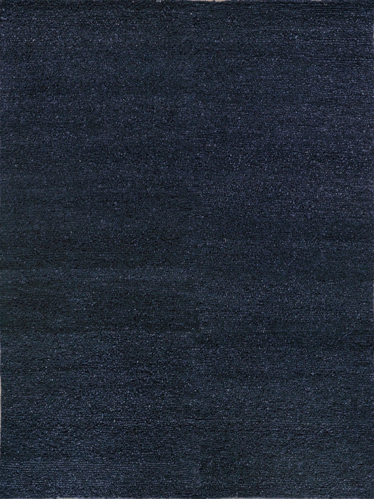 Borelli Handmade Hand Loomed Wool Navy Blue Area Rug, 10'x14'