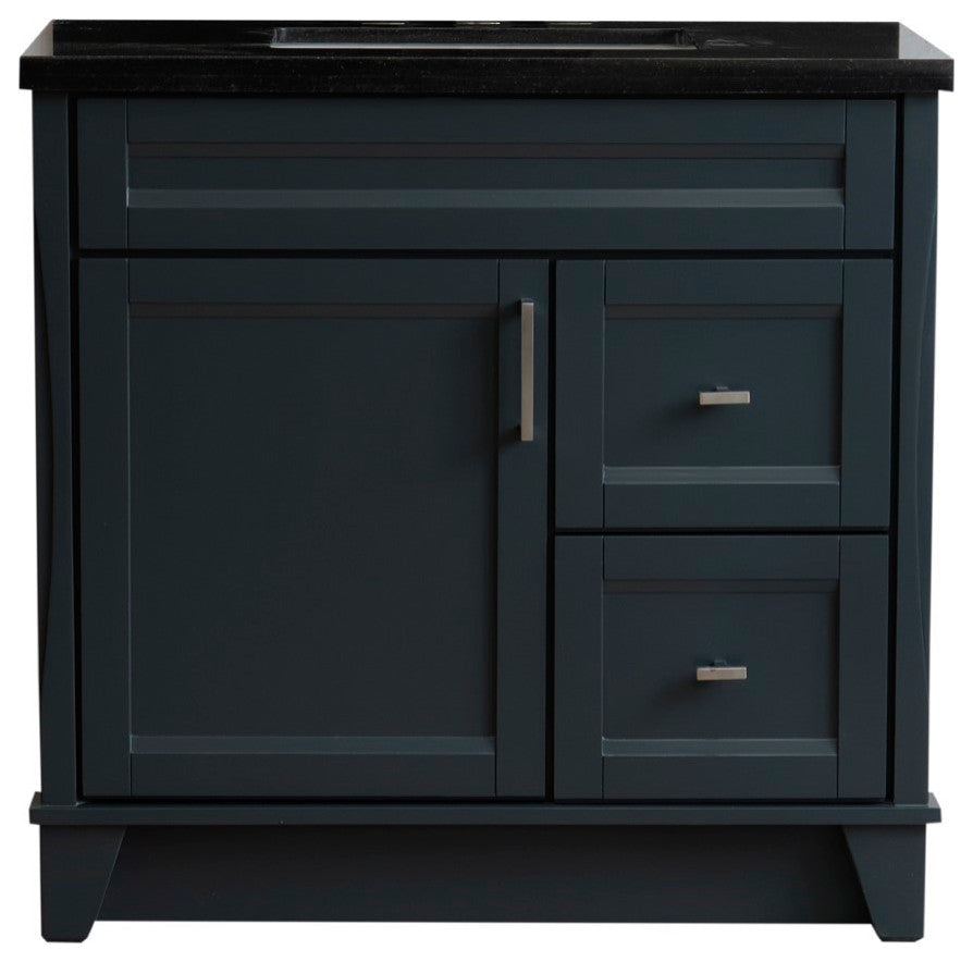37" Single Sink Vanity, Dark Gray Finish With Black Galaxy Granite