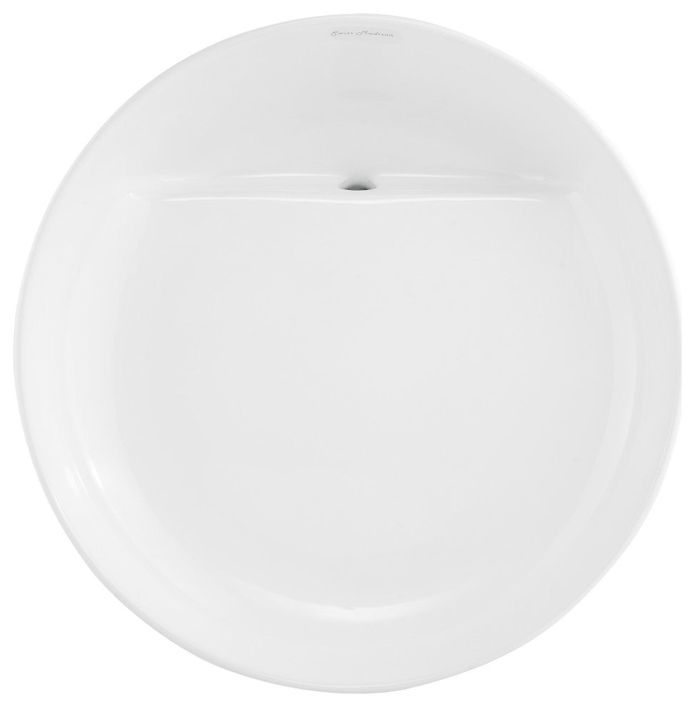 Beau 16.5" Round Vessel Bathroom Sink, Glossy White