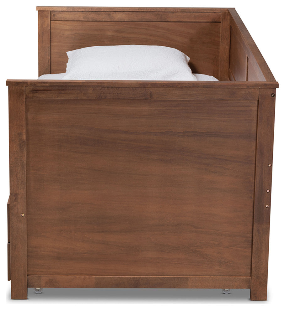 Thomas Classic Walnut Brown Wood Expandable Daybed with Storage Drawers