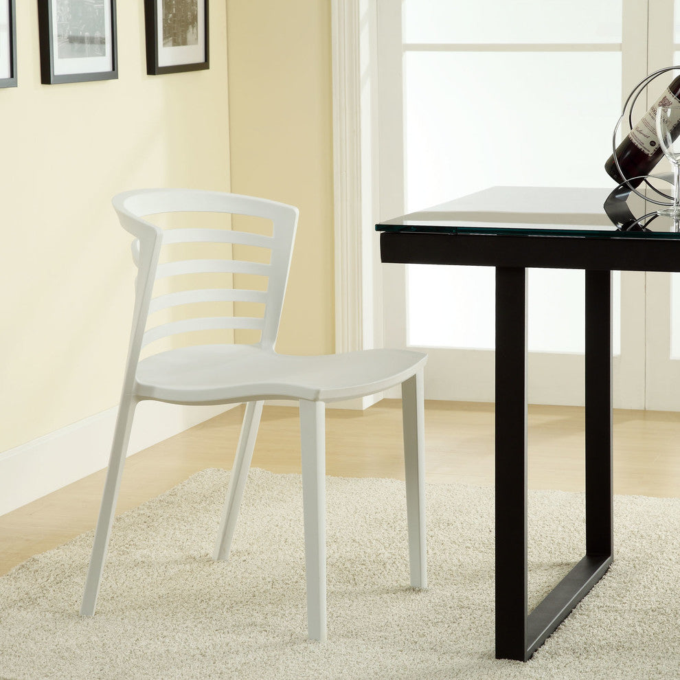 Modern Contemporary Kitchen Dining Chairs Set of 2 White, Outdoor and Indoor