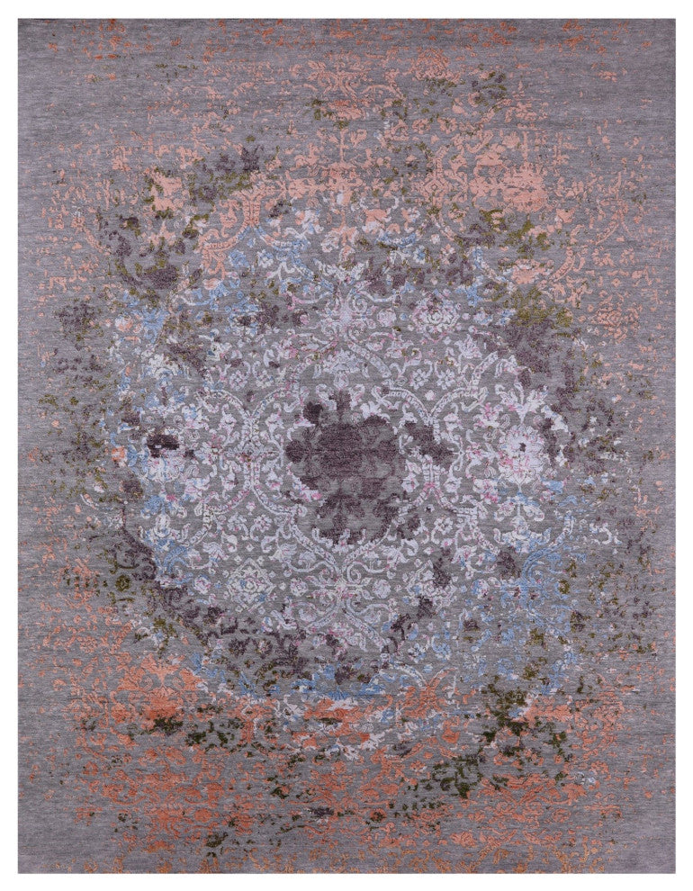 7' 11" X 10' 4" Modern Handmade Wool and Silk Rug Q7039