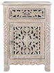 Delaney Carved 1 Door Nightstand, Sand White, Right
