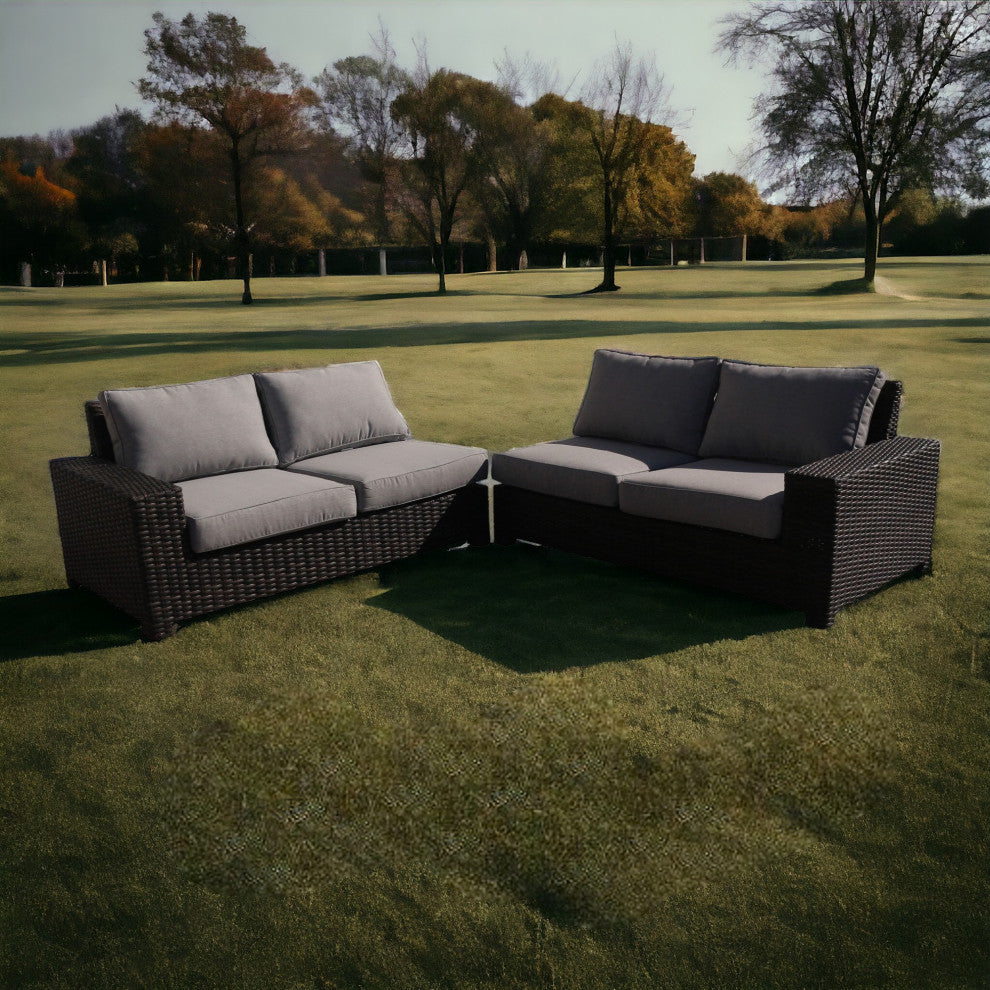 Courtyard Casual St Lucia Silver Oak 2-Piece Loveseat Sectional Set With Cushion
