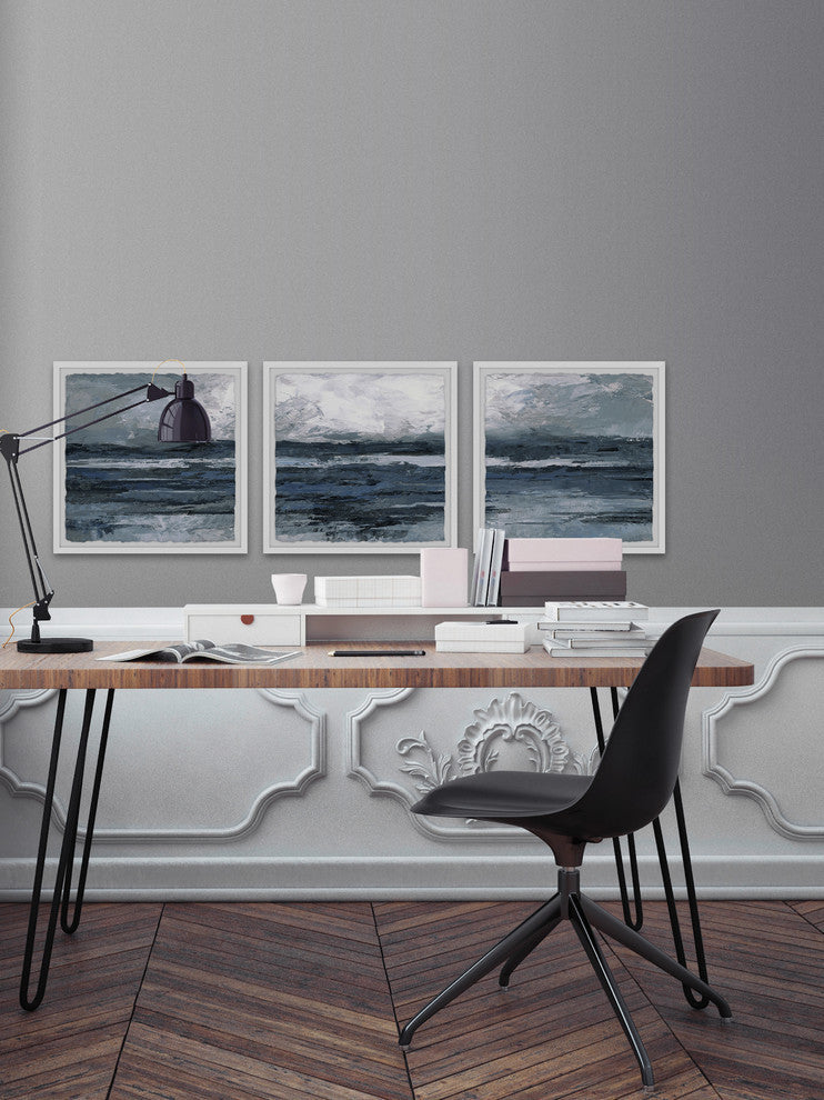 Dark Vast Ocean Triptych, 96"x32"