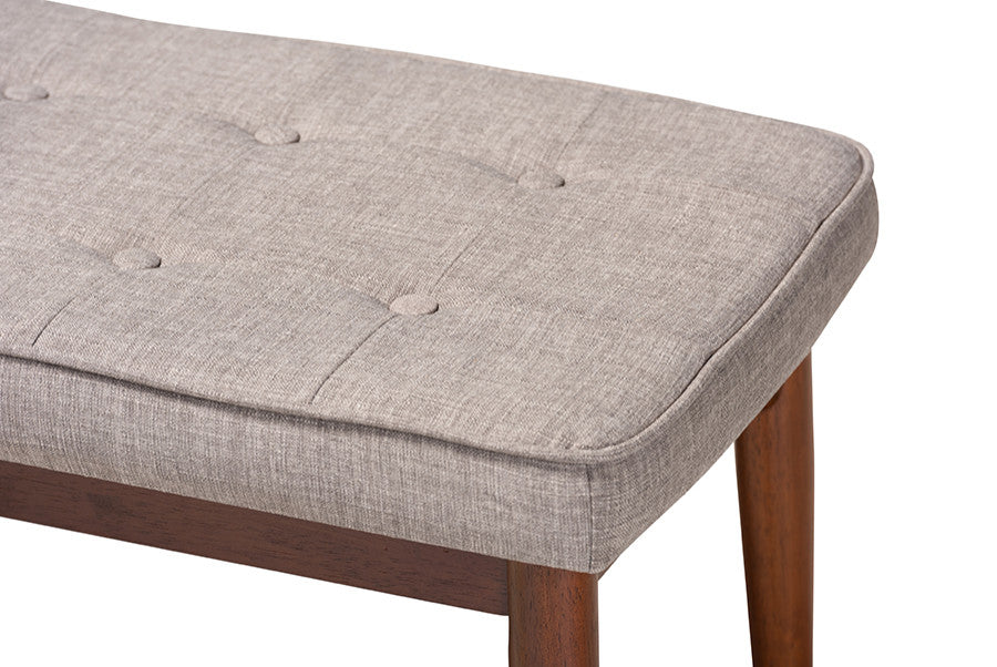 Itami Mid-Century Modern Light Gray Medium Oaked Wood Dining Bench