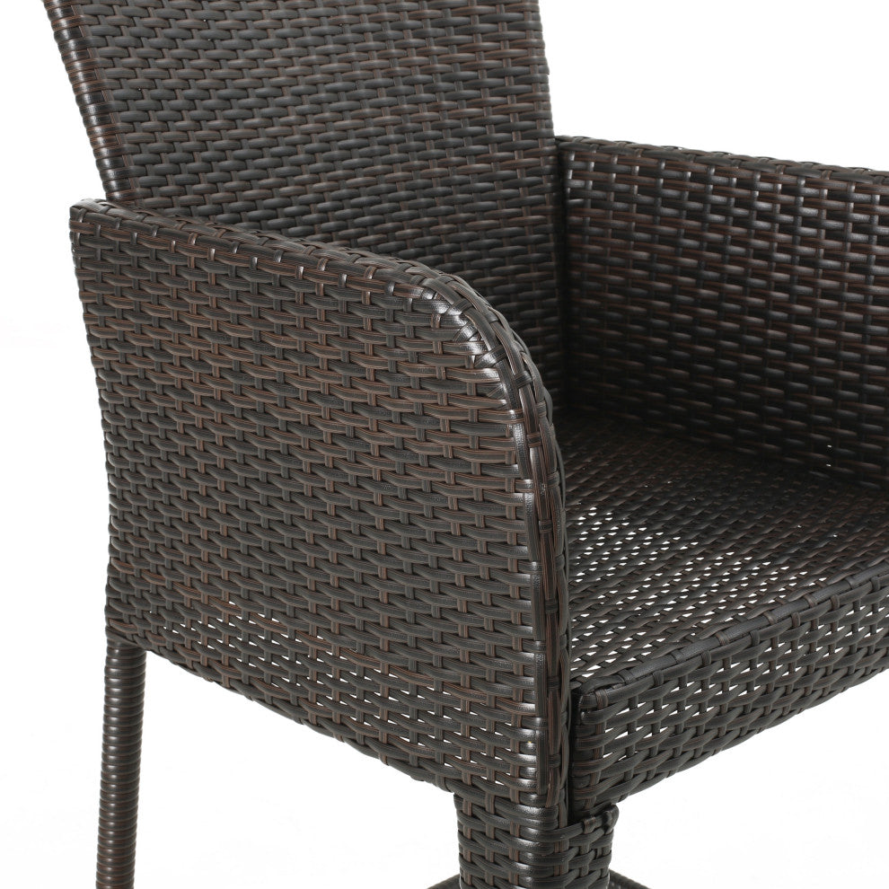 GDF Studio Bheleso Outdoor Multi-Brown Wicker Bar Stools, Set of 4