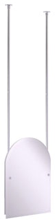 Frameless Arched Top Ceiling Hung Mirror, Polished Chrome