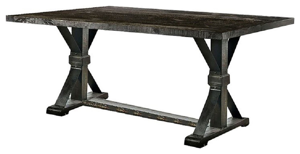 Metal and Wood Dining Table, Antique Black