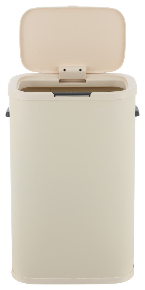 Tammi Kitchen 14.5-Gallon Slim Metal Push Button Trash Can, Brown