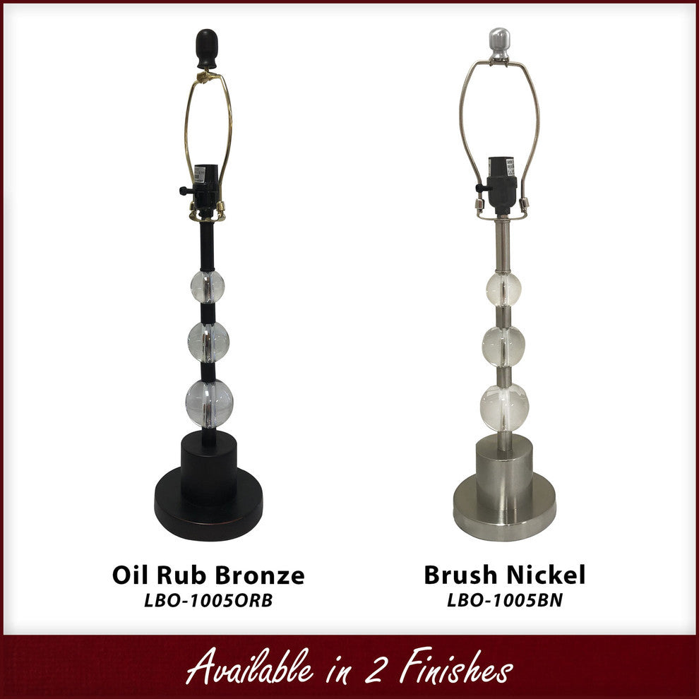 Lamp Bases, Crystal Accents, Matching Harp and Finial, Brush Nickel, Set of 2