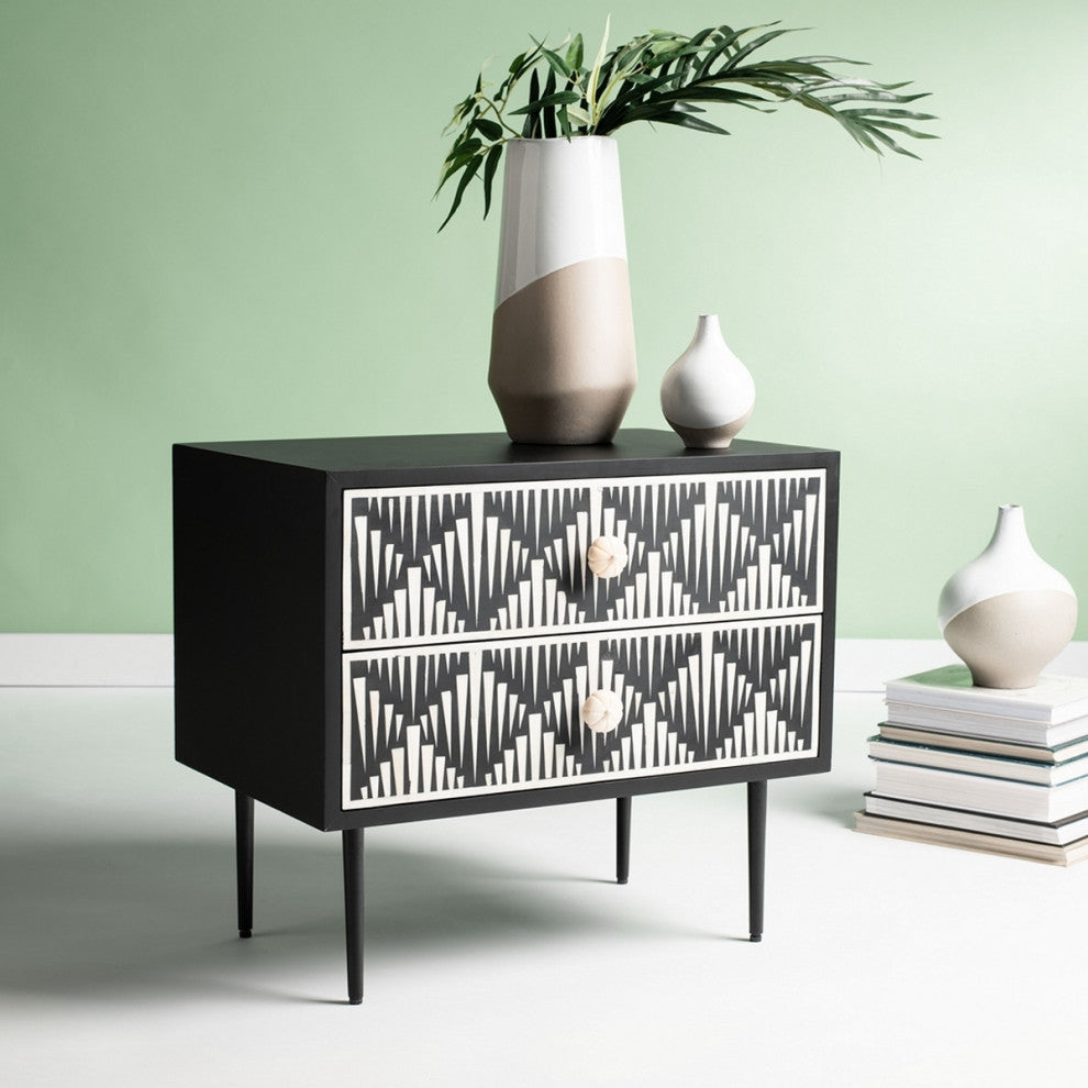 Safavieh Couture Tessie Bone Inlay Nightstand Black