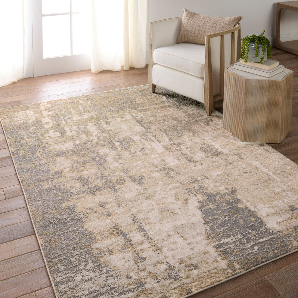 Raistlin Abstract Gold/ Gray Area Rug 9'3"X13'
